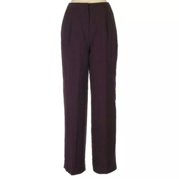 Kate Hill Petite Womens Dark Purple Straight Leg Dress Lined Pants Size 8P - Picture 1 of 6